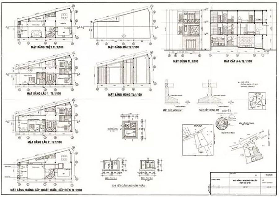 Nội dung hồ sơ thiết kế kiến trúc bản vẽ thi công có phải thể hiện chi tiết  tất cả các bộ phận của công trình không Trong hồ sơ thiết kế