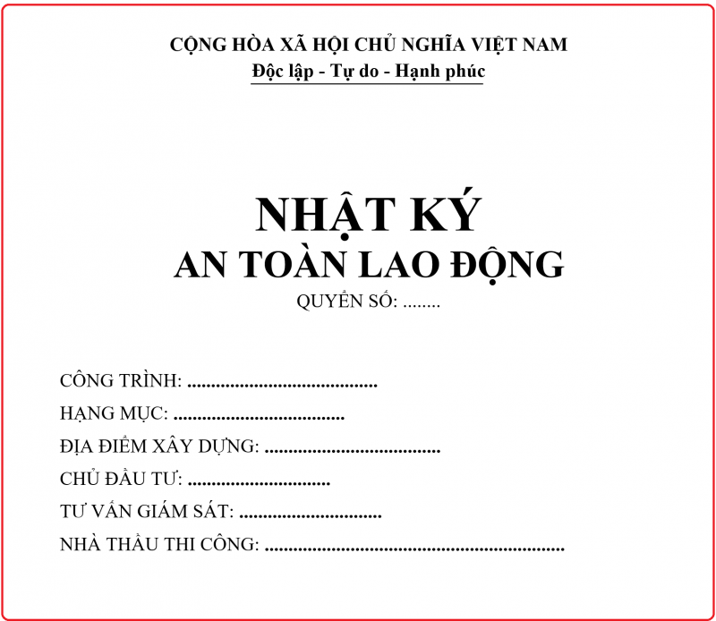 Mẫu nhật ký an toàn lao động