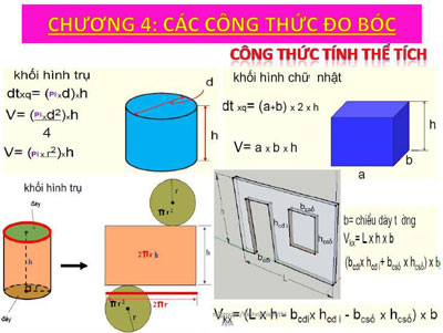 Một số công thức dùng bóc khối lượng