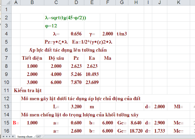 EXCEL TÍNH TƯỜNG CHẮN