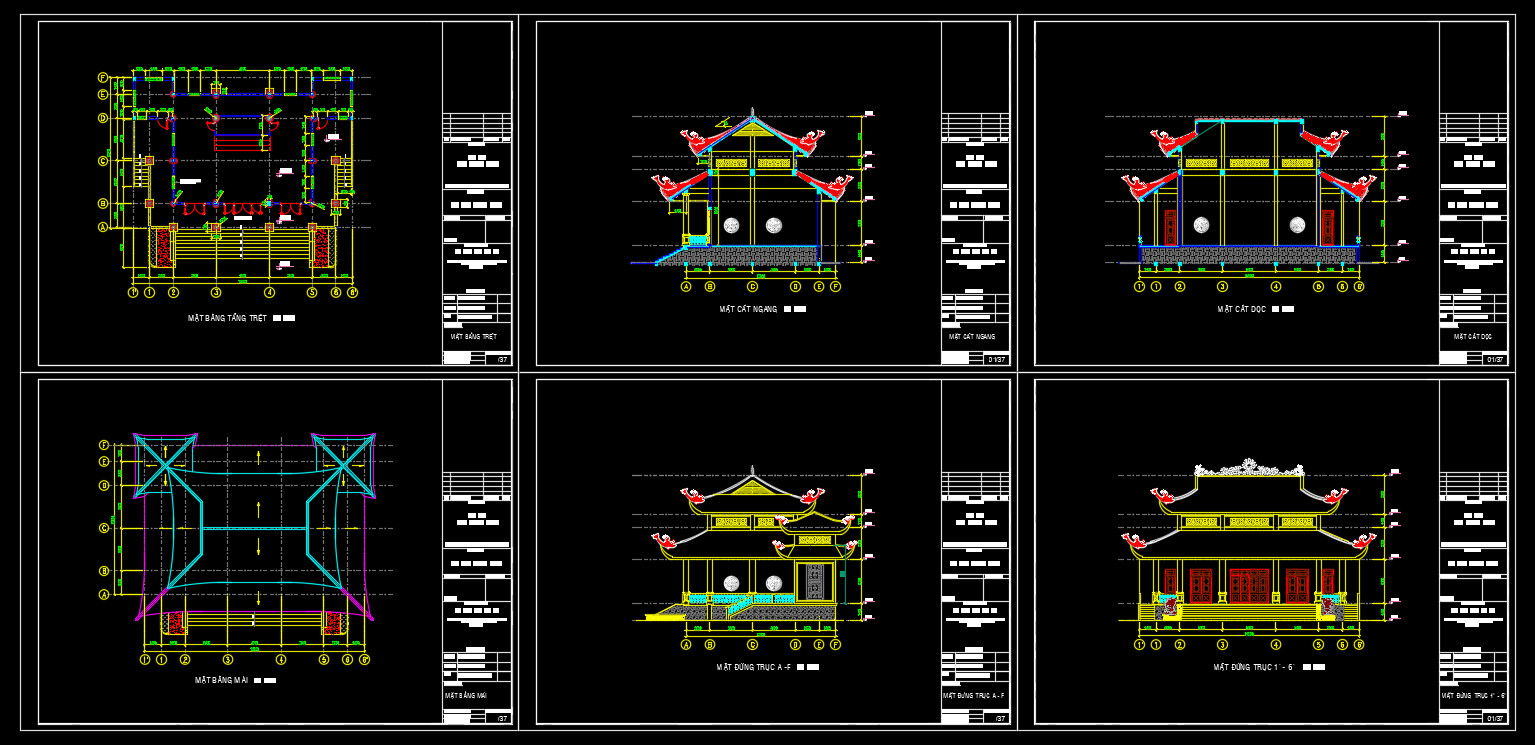 File cad mẫu nhà thờ họ | Nhà thờ tộc