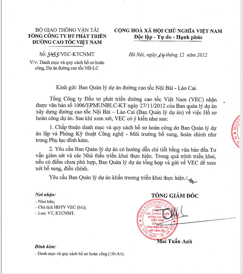 [Hồ sơ] Bộ quy trình hướng dẫn lập hồ sơ hoàn công một dự án cao tốc lớn ở Việt Nam – Cao tốc Nội Bài – Lào Cai.