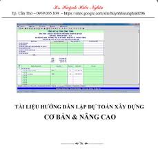 TÀI LIỆU HƯỚNG DẪN LẬP DỰ TOÁN XÂY DỰNG CƠ BẢN VÀ NÂNG CAO