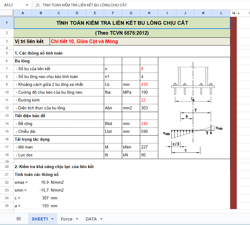 Tính toán kiểm tra bu lông chịu cắt