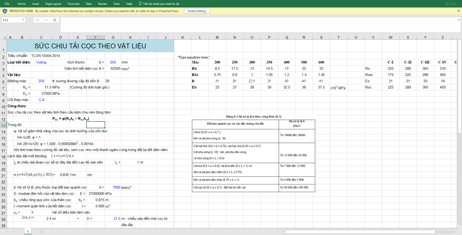 Tính toán sức chịu tải của cọc