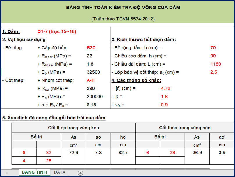 [EX] Tính võng dầm hai đầu ngàm