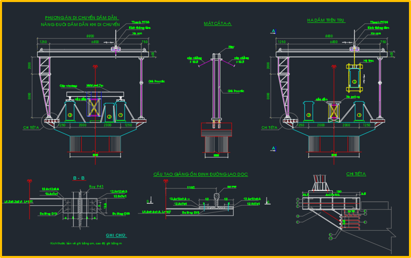 Bản vẽ Biện pháp thi công lao dầm