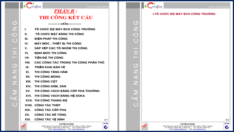[TL] Cẩm nang thi công kết cấu Coteccons 