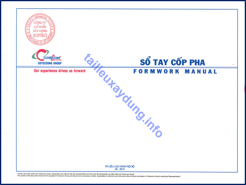 Sổ tay thi công cốp pha của công ty coteccons