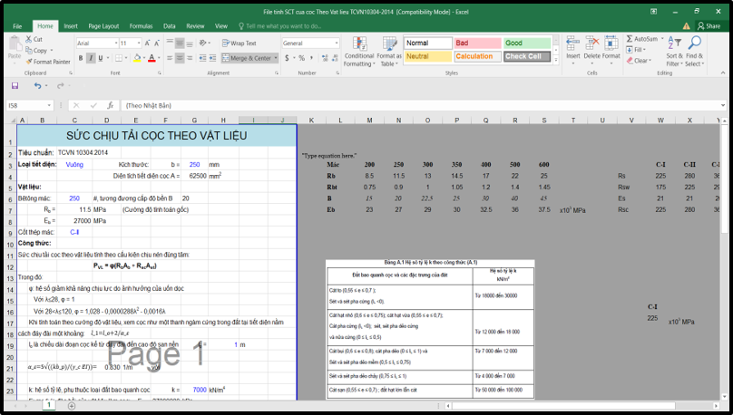 [EX] Tính sức chịu tải của cọc theo TCVN 10304-2014