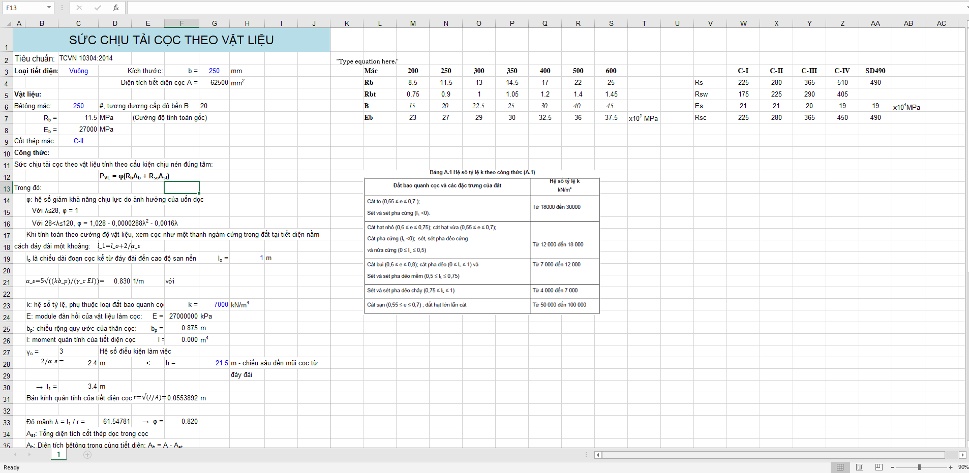 [EX] Tính sức chịu tải của cọc theo TCVN 10304-2014
