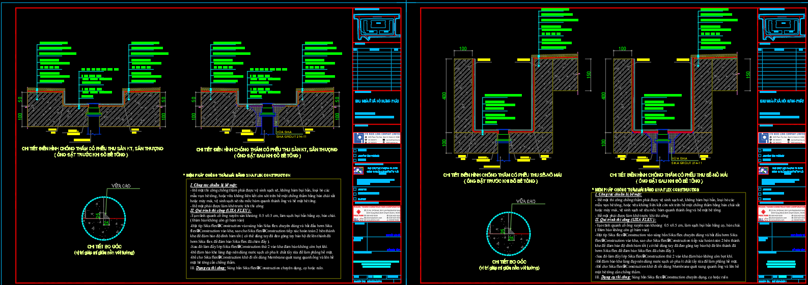 Bản vẽ biện pháp thi công chống thấm khu nhà ở xã hội