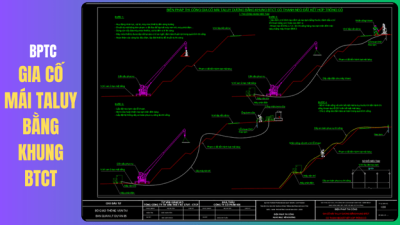 Bản Vẽ Biện Pháp Thi Công Gia Cố Mái Taluy Dương Bằng Khung BTCT (Tải File CAD & Thuyết minh)