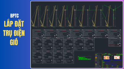 Bản vẽ biện pháp thi công lắp đặt trụ điện gió chi tiết (File AutoCAD)