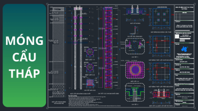 Bản vẽ biện pháp thi công móng cẩu tháp bằng cọc khoan nhồi