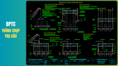 Bản Vẽ Biện Pháp Thi Công Thùng Chụp Trụ Cầu (File CAD & Bảng Tính Excel)
