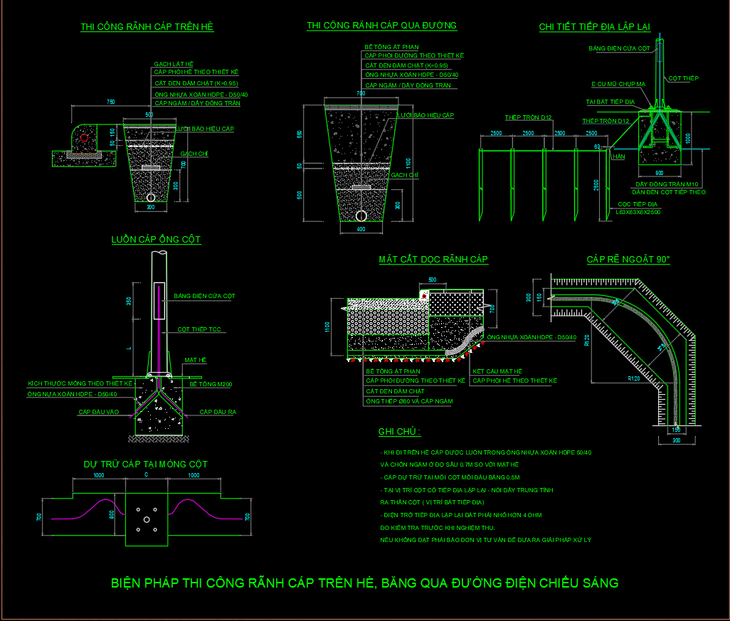 Biện Pháp Thi Công Điện Chiếu Sáng Chi Tiết (File AutoCAD)