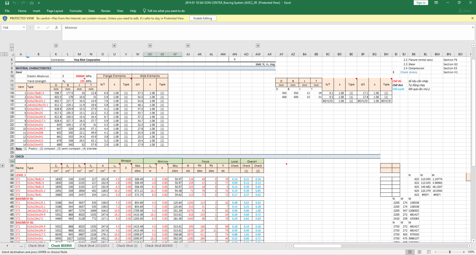 Trọn Bộ Bảng Tính Excel Kết Cấu Thép: Cột, Dầm, Giằng & Liên Kết