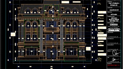 [BVTK] Bản vẽ thiết kế mẫu dinh thự tại Hà Nội (Full Kiến trúc, Kết cấu, Điện nước, Dự toán)