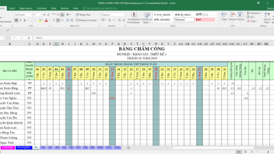 [Excel] Bảng chấm công