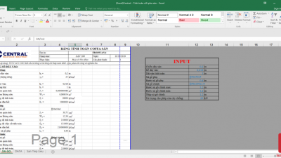 [Excel] Bảng tính cốt pha sàn Central