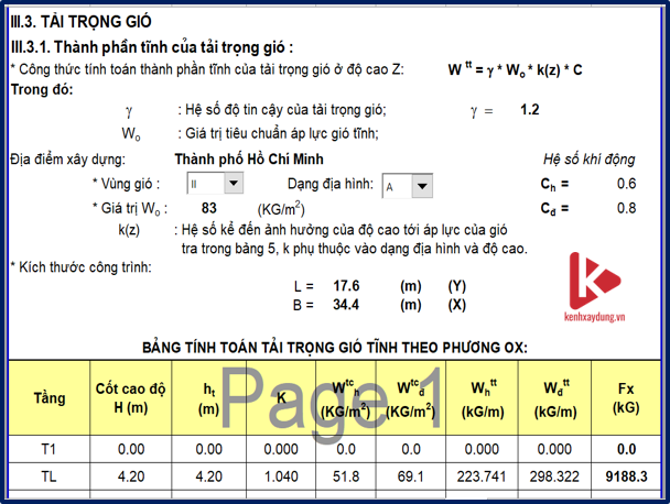 [Excel] Bảng tính gió động và động đất