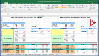 [Excel] Bảng tính toán khung thép