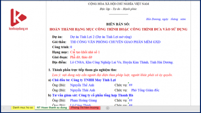 [Excel] Biên bản nghiệm thu công trình xây dựng