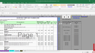 [Excel] Biên bản nghiệm thu tự động