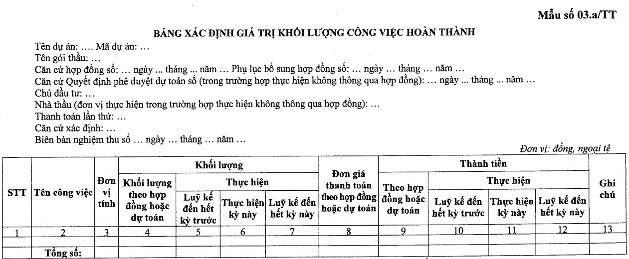 [EXCEL] BIỂU MẪU THANH TOÁN, QUYẾT TOÁN CÔNG TRÌNH