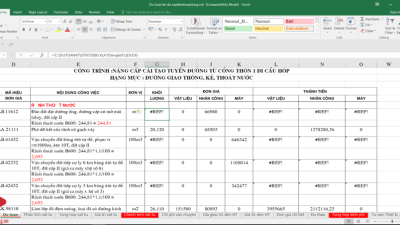 [Excel] Dự toán kè đá xây