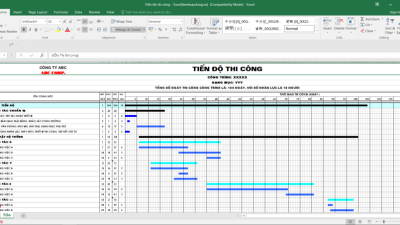 [Excel] Tiến độ thi công