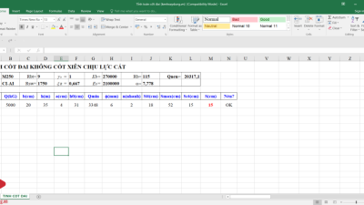 [Excel] Tính toán cốt đai