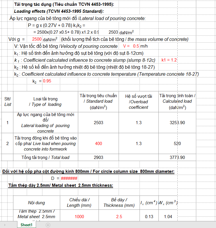 File excel tính toán côt pha cột vách Anh – Việt