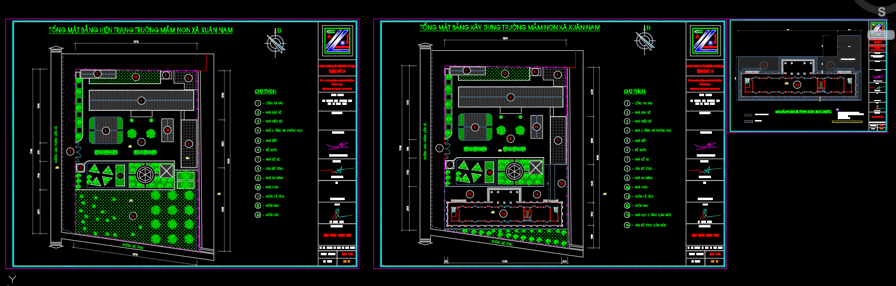 Kiến trúc mầm non 2 tầng 5 phòng học và 1 hội trường 2025