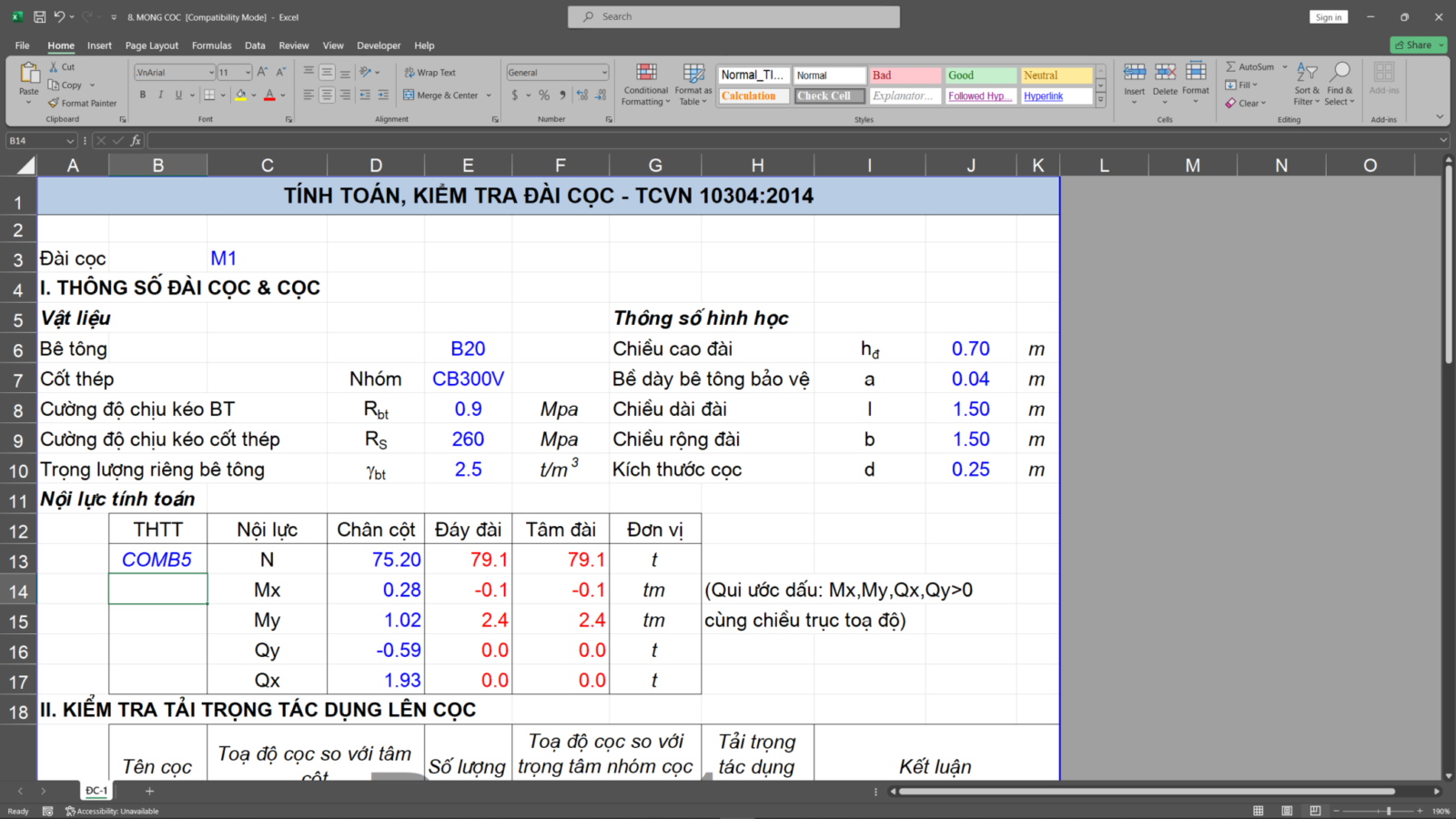 Tải Miễn Phí File Excel Tính Toán Móng Cọc Khoan Nhồi (Chi Tiết & Chuẩn TCVN)