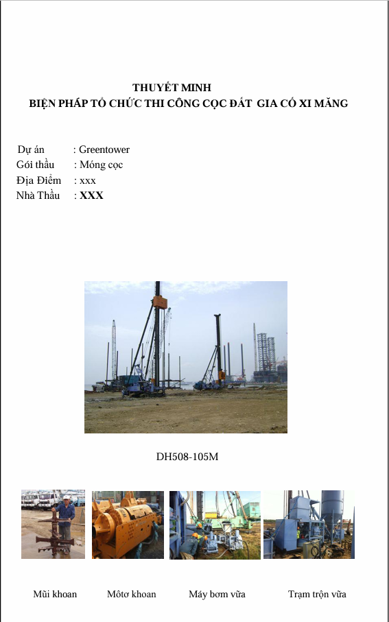 Thuyết minh BPTC cọc xi măng đất