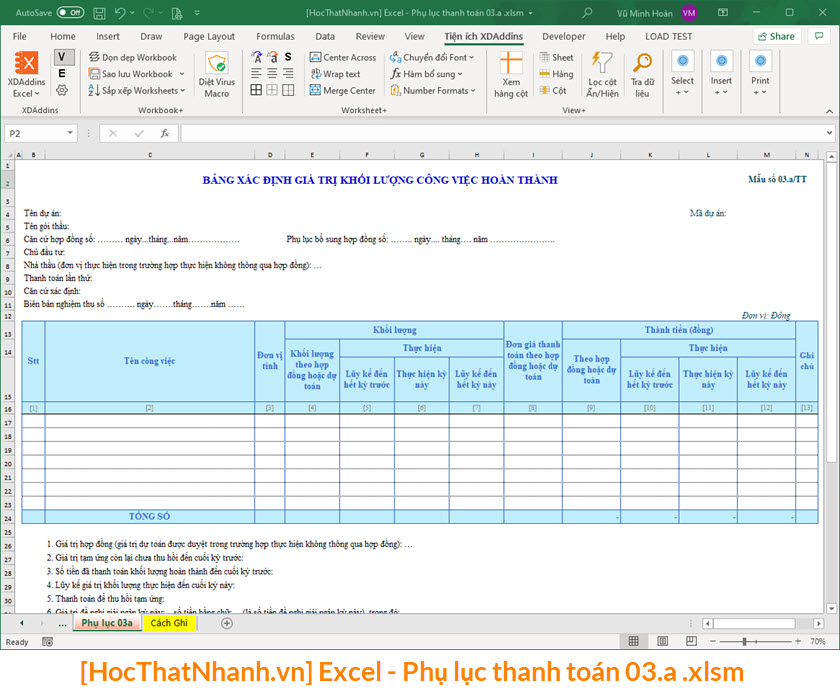 Phụ lục thanh toán 03.a - HocThatNhanh.vn