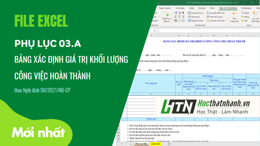 [Excel] Phụ lục 03.a bảng xác định giá trị khối lượng hoàn thành đề nghị thanh toán (mới nhất)