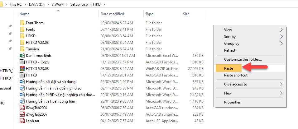 Bước 3.2 - Paste vào bộ cài đã có