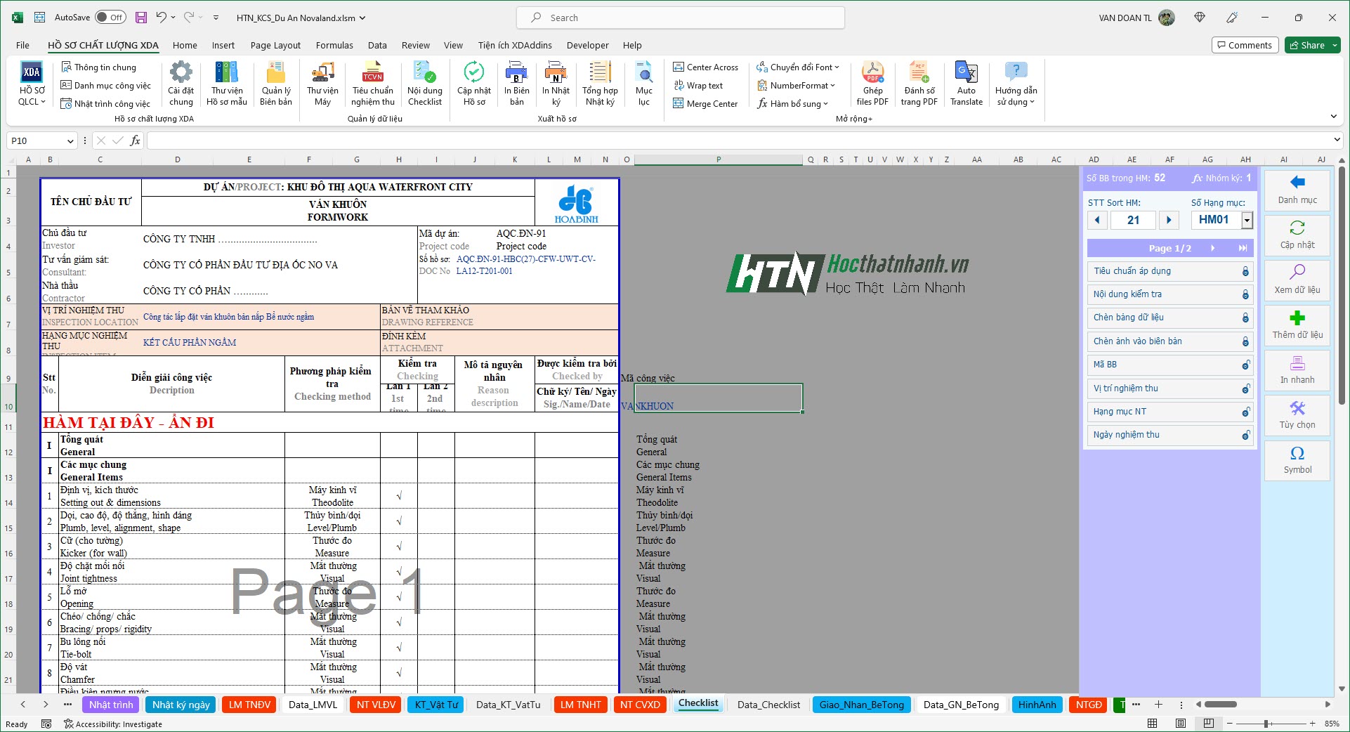 File mẫu hồ sơ nghiệm thu chủ đầu tư Novaland