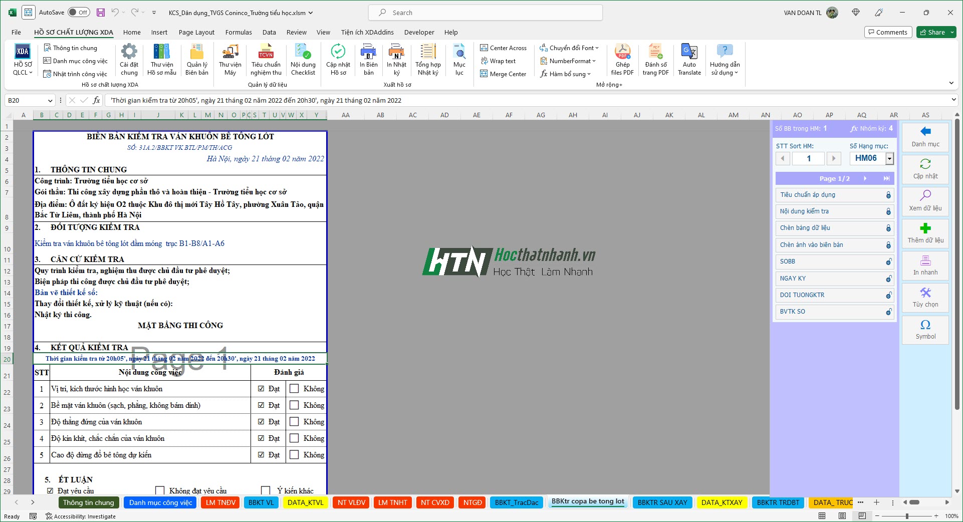 Hồ sơ nghiệm thu trường tiểu học - tư vấn giám sát Coninco