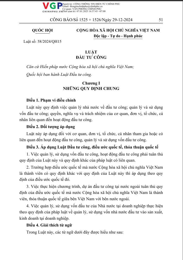 Luật Đầu tư công 58/2024/QH15 [Mới nhất năm 2024]
