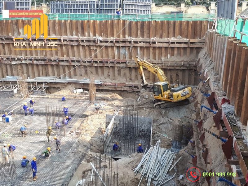 Thi công móng sâu bằng tường vây liên tục trong khu đô thị