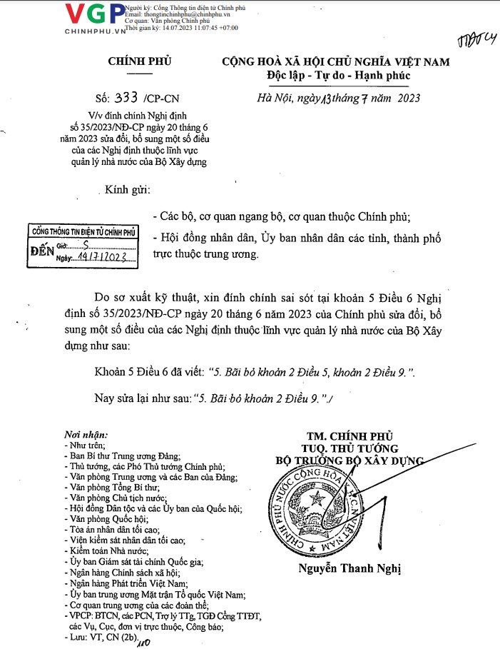 [WORD-PDF] Nghị định 35/2023/NĐ-CP Sửa đổi bổ sung một số điều của các Nghị định thuộc lĩnh vực Xây dựng